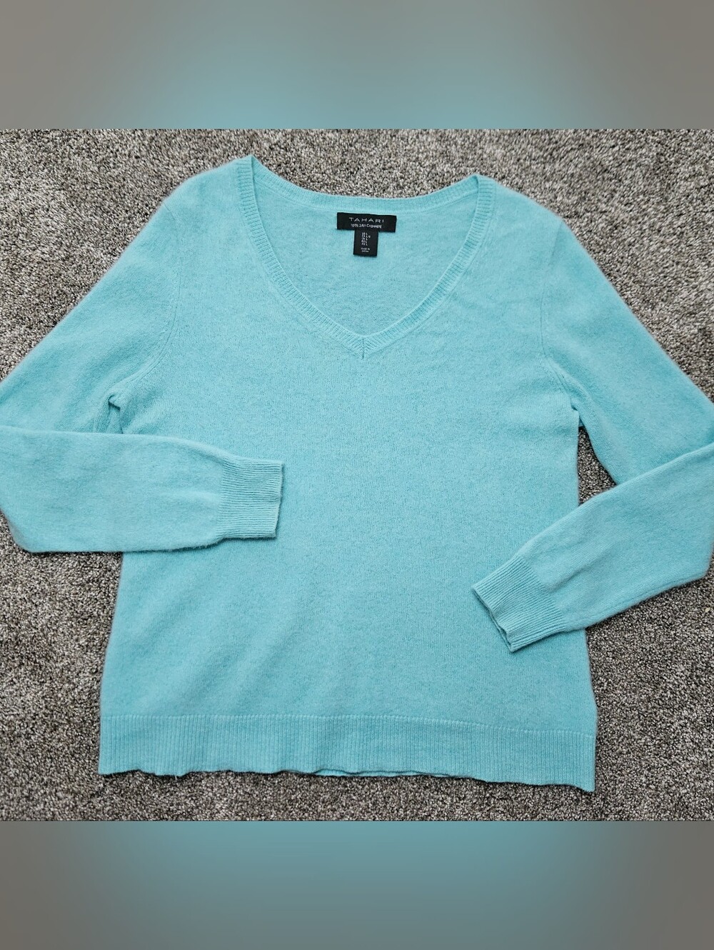 Tahari Aqua V-Neck Cashmere-Blend Sweater